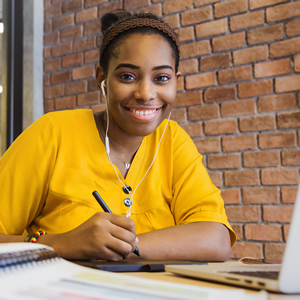 Student at computer