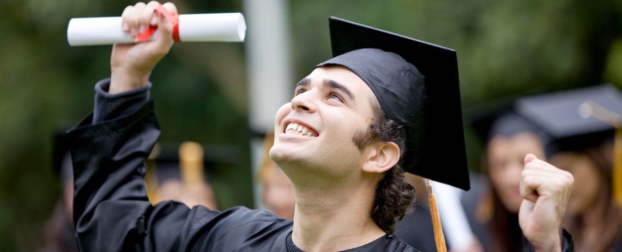 Graduate happy about his diploma