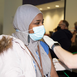 Person being vaccinated